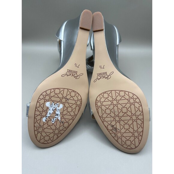 Jewel Badgley Mischka Womens Silver Wedge Ankle Strap Heels Size 7.5M - Picture 11 of 11